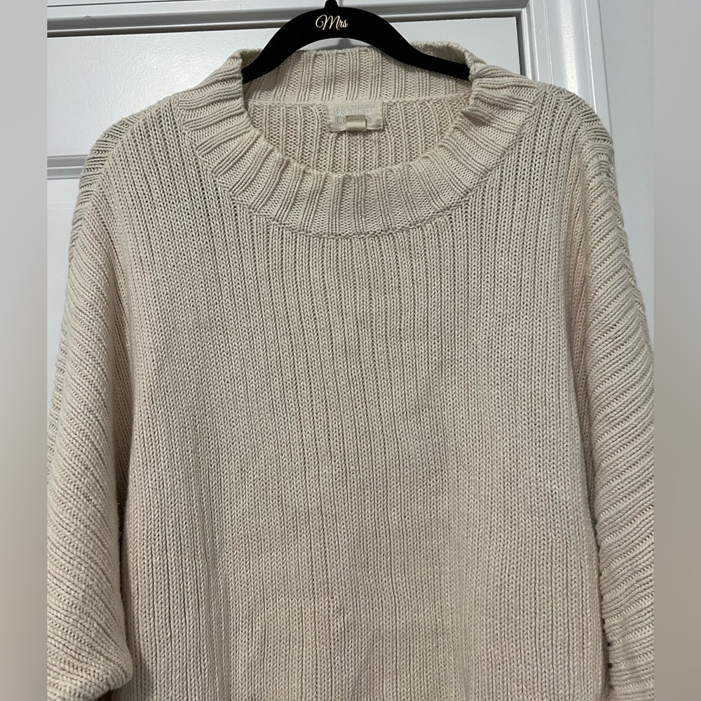 Honest Cotton Mock Neck Crop Sweater In Oat — image 3 of 7